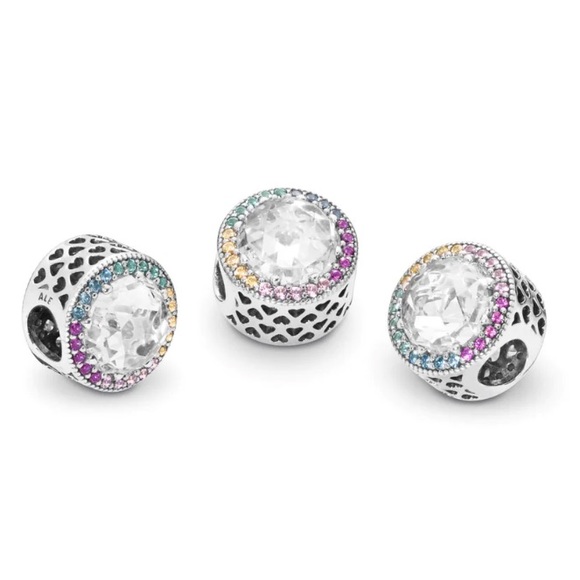 Retired Pandora Multi-Color Radiant Hearts Charm, Multi-Colored Cubic Zirconia - Picture 3 of 10